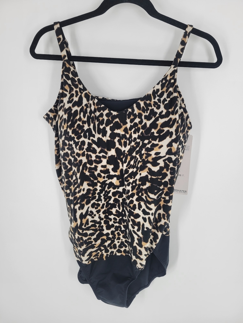 Leopard Print Black & Tan One piece swimsuit Size 16 New